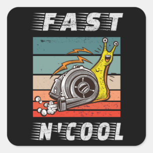 Fast and cool turbo snail fast n cool square sticker