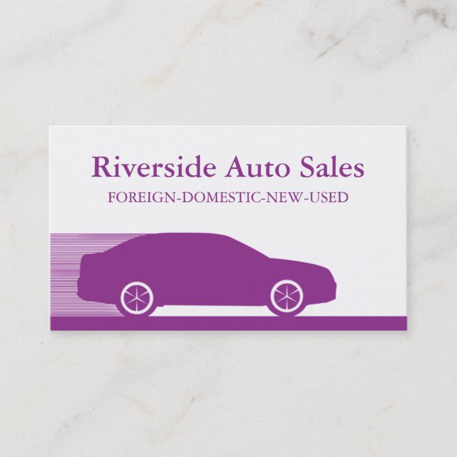 Fast Automobile Business Card, Purple Card (Front)