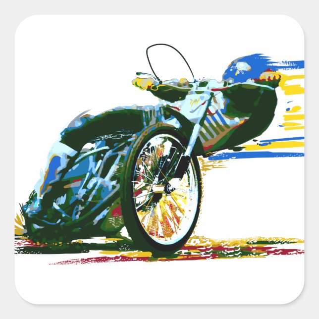 Fast Awesome Speedway Motorcycle Square Sticker (Front)