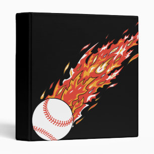 fast baseball on fire flames binder