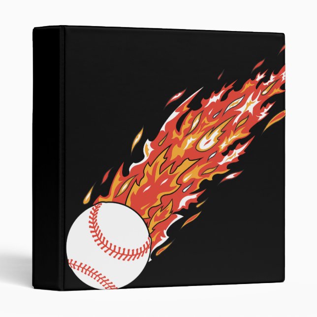 fast baseball on fire flames binder (Front/Spine)