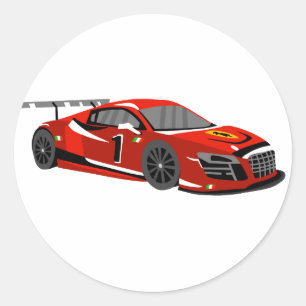 Fast car cartoon   Extreme race  Choose back colou Classic Round Sticker