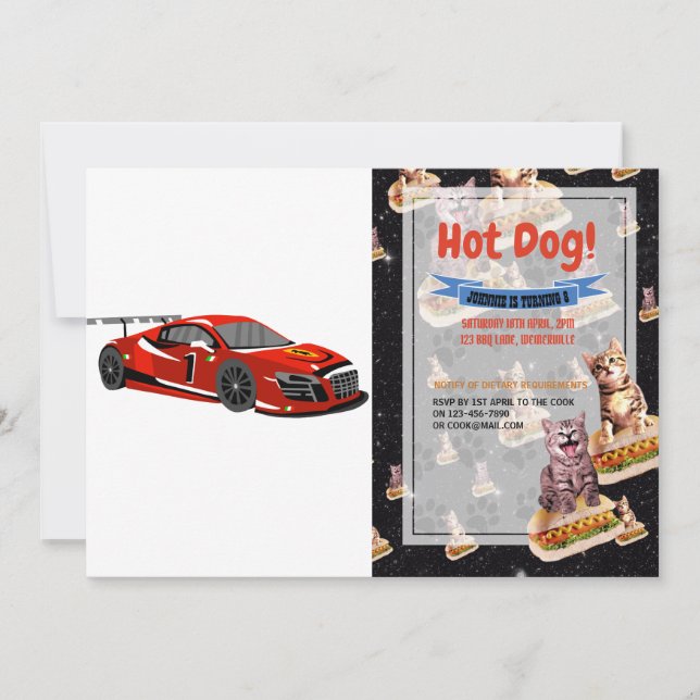 Fast car cartoon | Extreme race |Choose back colou Invitation (Front)