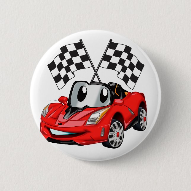 Fast car cartoon flag race - Choose back colour 2 Inch Round Button (Front)