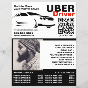 Fast Car Logo, Photograph, Uber Driver, Price List Flyer