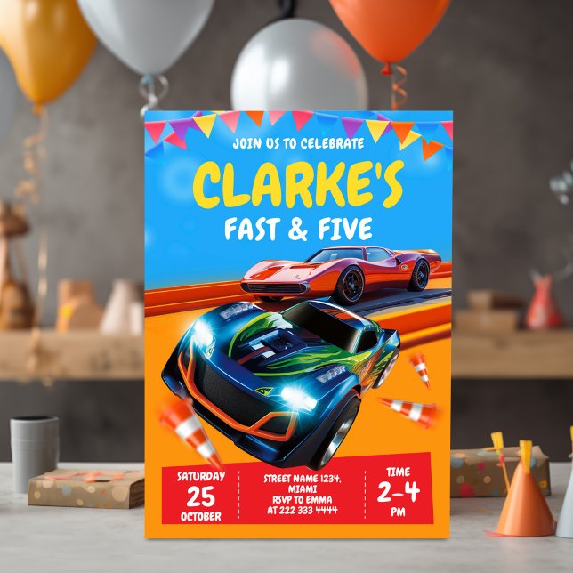 Fast Cars Racing Party Invitation pour garçons (Créateur téléchargé)