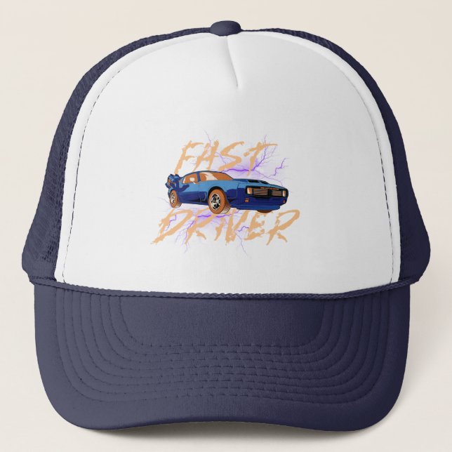 FAST DRIVER - blue Trucker Hat (Front)