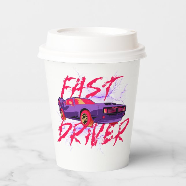 FAST DRIVER - purple Paper Cups (Front)