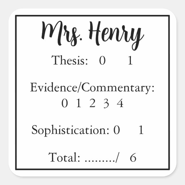  Fast & Easy Essay Grading Square Sticker (Front)