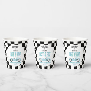 Fast & Five Blue Race Car 5th Birthday Party Paper Cups