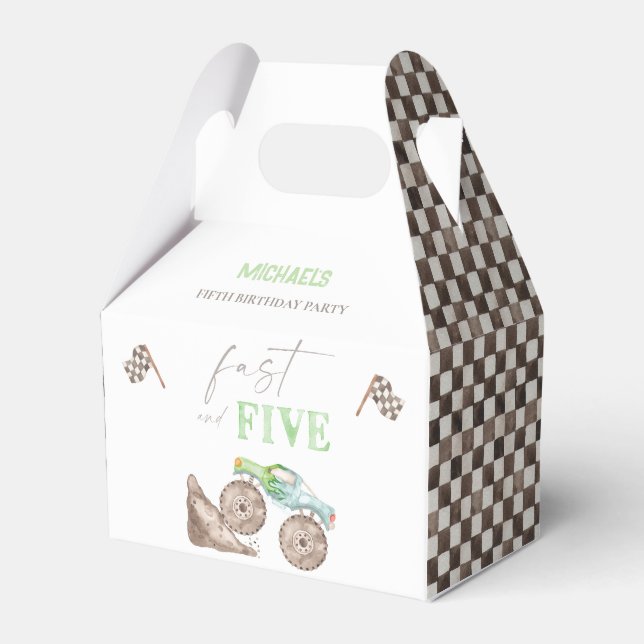 Fast Five Monster Truck Birthday Favour Gable Box (Front Side)