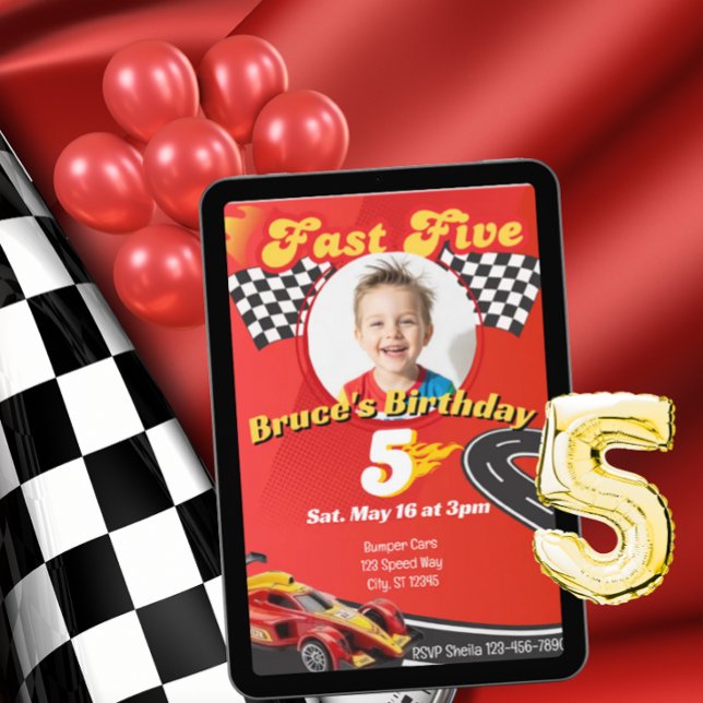 Fast Five, Picture Racing 5th Birthday Invitation (Creator Uploaded)