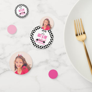 Fast & Five Pink Race Car 5th Birthday Party Confetti