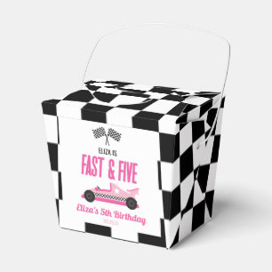 Fast & Five Pink Race Car 5th Birthday Party Favor Box