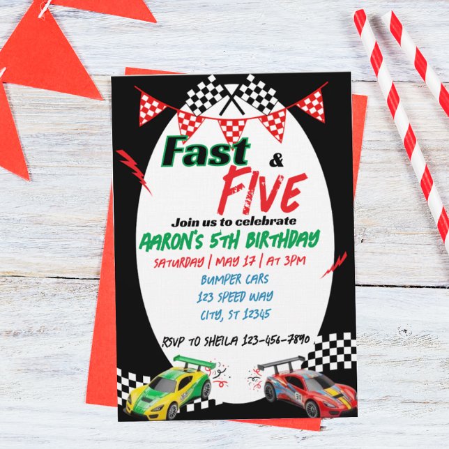 Fast & Five, Racing 5th Birthday Invitation (Creator Uploaded)