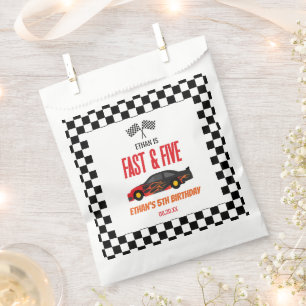 Fast & Five Red Flame Race Car 5th Birthday Party Favour Bag
