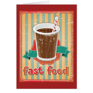 Fast food background with drink in retro style
