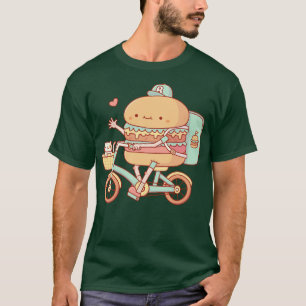 Fast Food Burger Bicycle Delivery Funny T-Shirt