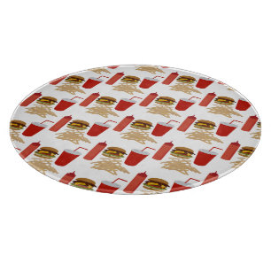 Fast Food Burger Fries Pattern BBQ Cutting Board