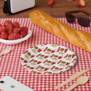 Fast Food Burger Fries Pattern BBQ Paper Plate