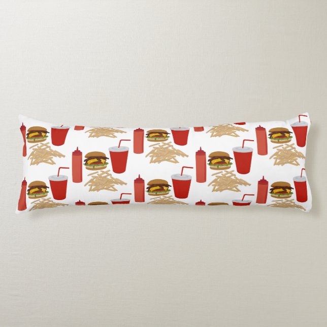 Fast Food Burger Fries Pattern Body Pillow (Front)