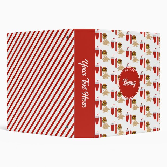 Fast Food Burger Fries Pattern Monogram Binder (Background)