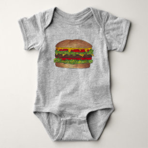 Fast Food Burger Hamburger Cheeseburger Foodie Baby Bodysuit