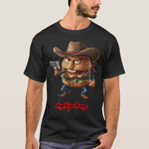 Fast food Burger on a Black T-Shirt