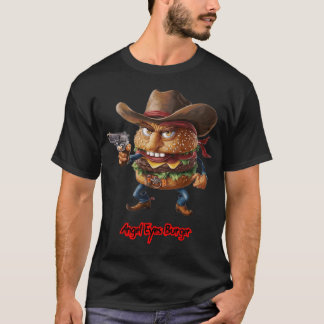 Fast food Burger on a Black T-Shirt