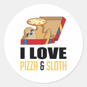 Fast Food Burger Sloth Funny Pizza Eat Foodie Gift Classic Round Sticker