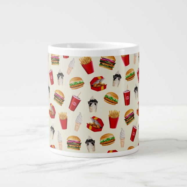 Fast Food Burgers, Fries, Sundaes Large Coffee Mug (Front)