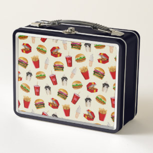 Fast Food Burgers, Fries, Sundaes Metal Lunch Box