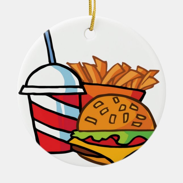 Fast Food Cheeseburger Ceramic Ornament (Front)