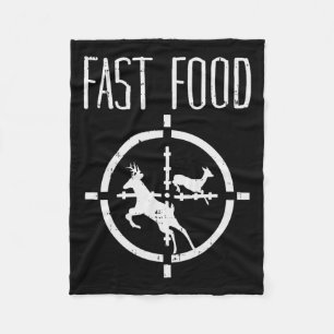 Fast Food Deer Funny Elk Buck Bow Hunting Humour H Fleece Blanket