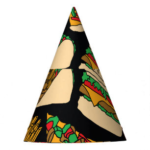 Fast Food Fiesta: Vintage Pattern Isolation Party Hat