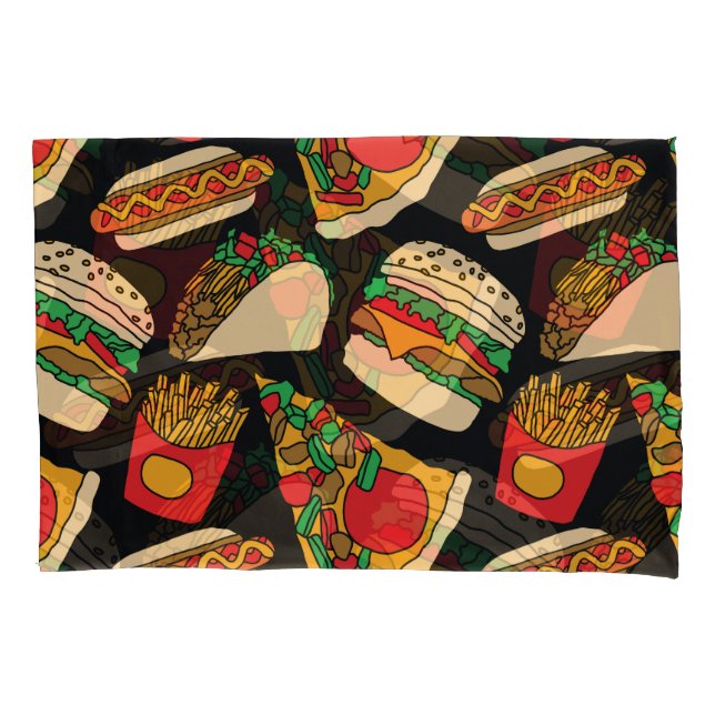 Fast Food Fiesta: Vintage Pattern Isolation Pillowcase (Front)