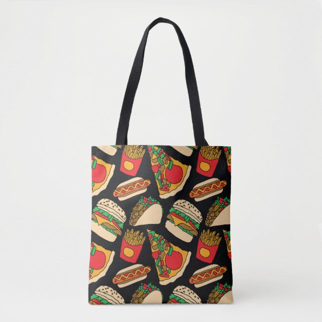Fast Food Fiesta: Vintage Pattern Isolation Tote Bag (Front)