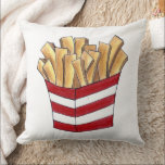 Fast Food French Fry Fries Fried Potatoes Chips Throw Pillow<br><div class="desc">Decorative throw pillow features an original marker illustration of a carton of delicious fast food french fries! This design is also available on other products. Lots of additional illustrations are also available from this shop. Don't see what you're looking for? Need help with customization? Contact Rebecca to have something designed...</div>