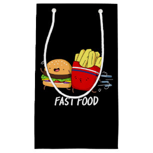 Fast Food Funny Burger And Fries Pun Dark BG Small Gift Bag