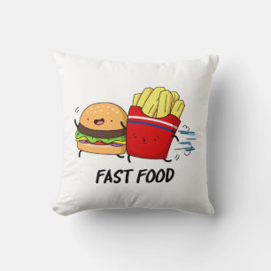 Fast Food Funny Burger And Fries Pun  Throw Pillow