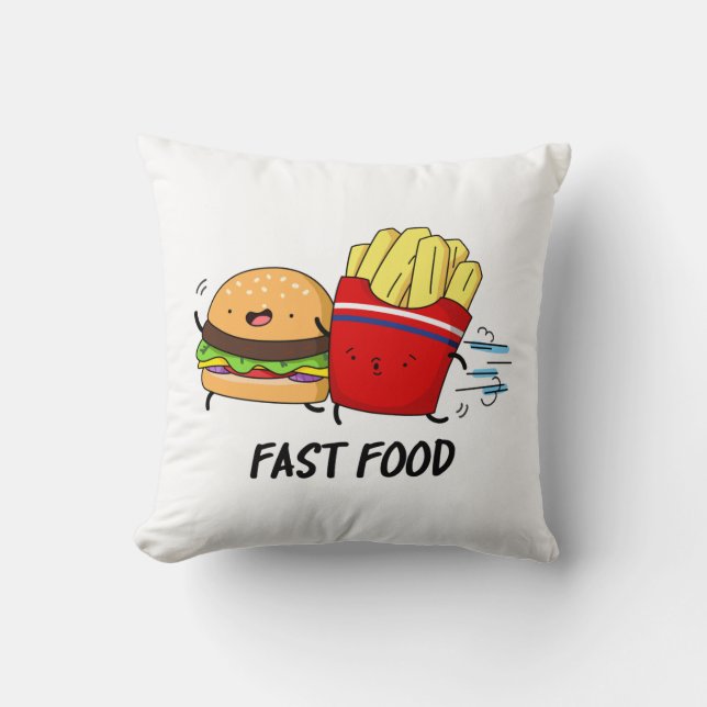 Fast Food Funny Burger And Fries Pun  Throw Pillow (Front)
