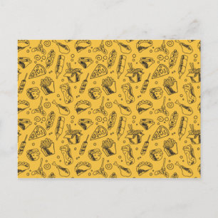 Fast Food Hamburger Fries Hot Dog Chicken Pattern Postcard