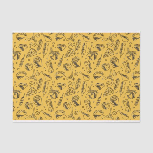Fast Food Hamburger Fries Hot Dog Chicken Pattern Tissue Paper (Front)