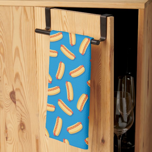 Fast Food Hotdogs Pattern Kitchen Towel (Thirds Fold)