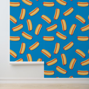 Fast Food Hotdogs Pattern Wallpaper