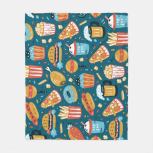 Fast Food Icons: Vintage Doodles Fleece Blanket