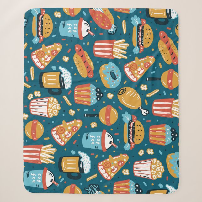 Fast Food Icons: Vintage Doodles Sherpa Blanket (Front)