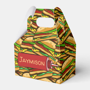 Fast Food Lover Cheese Burger Personalized Text Favor Box