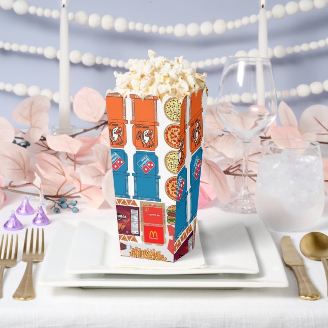 Fast Food Lover's Collage Pattern Popcorn Box (Wedding)