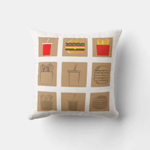 Fast food meal set  throw pillow
